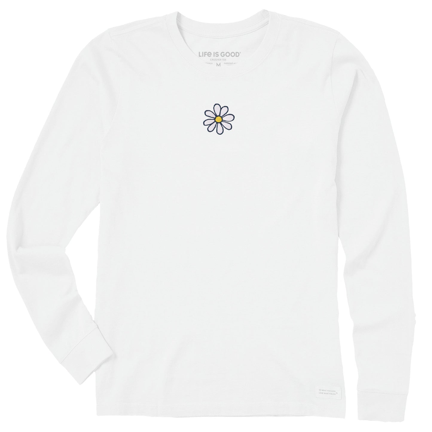 Women's Embroidered Daisy Long Sleeve Crusher Tee