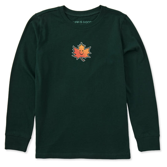 Kids Happy Leaf Long Sleeve Crusher Tee