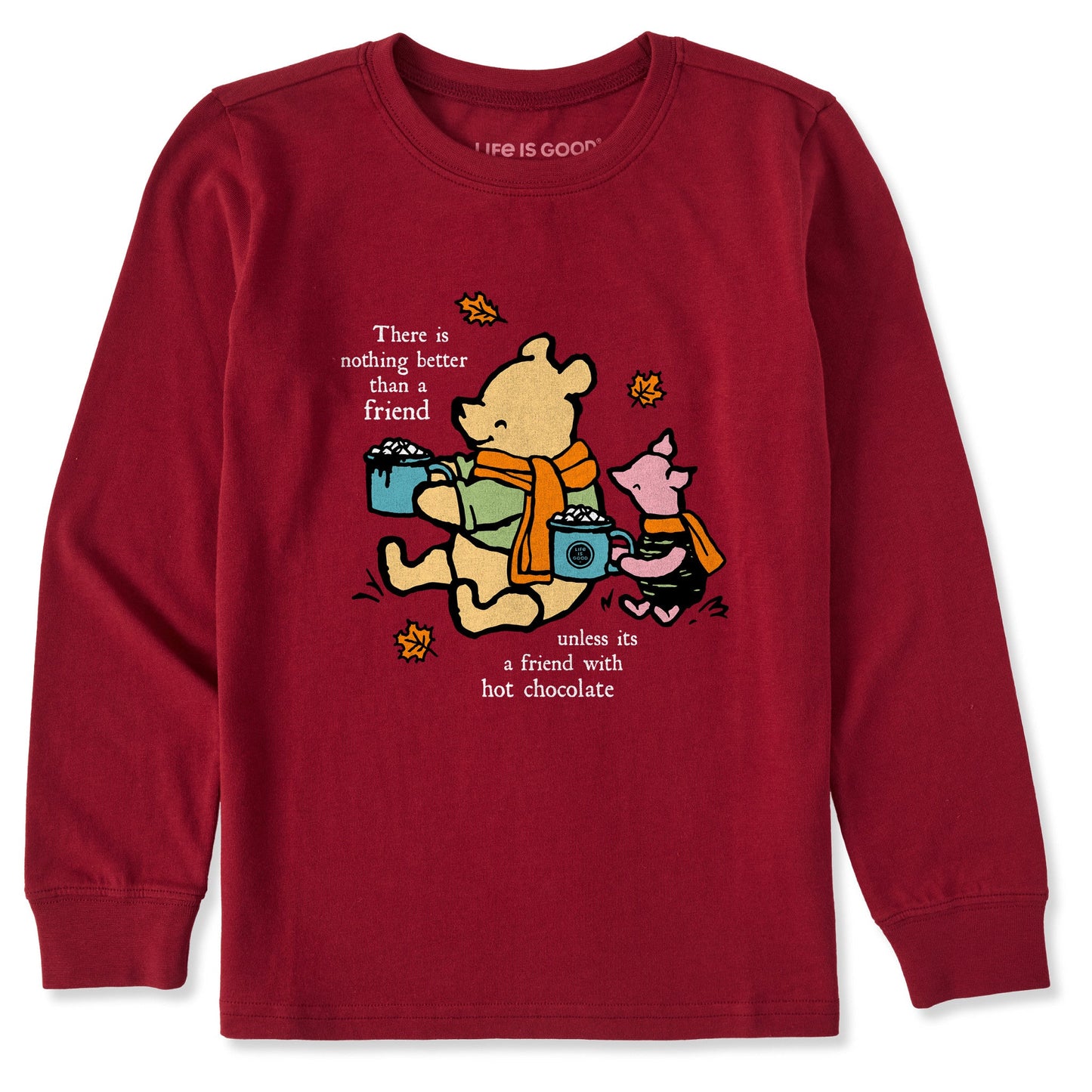 Kids Winnie and P Hot Cocoa Friends Long Sleeve Crusher Tee