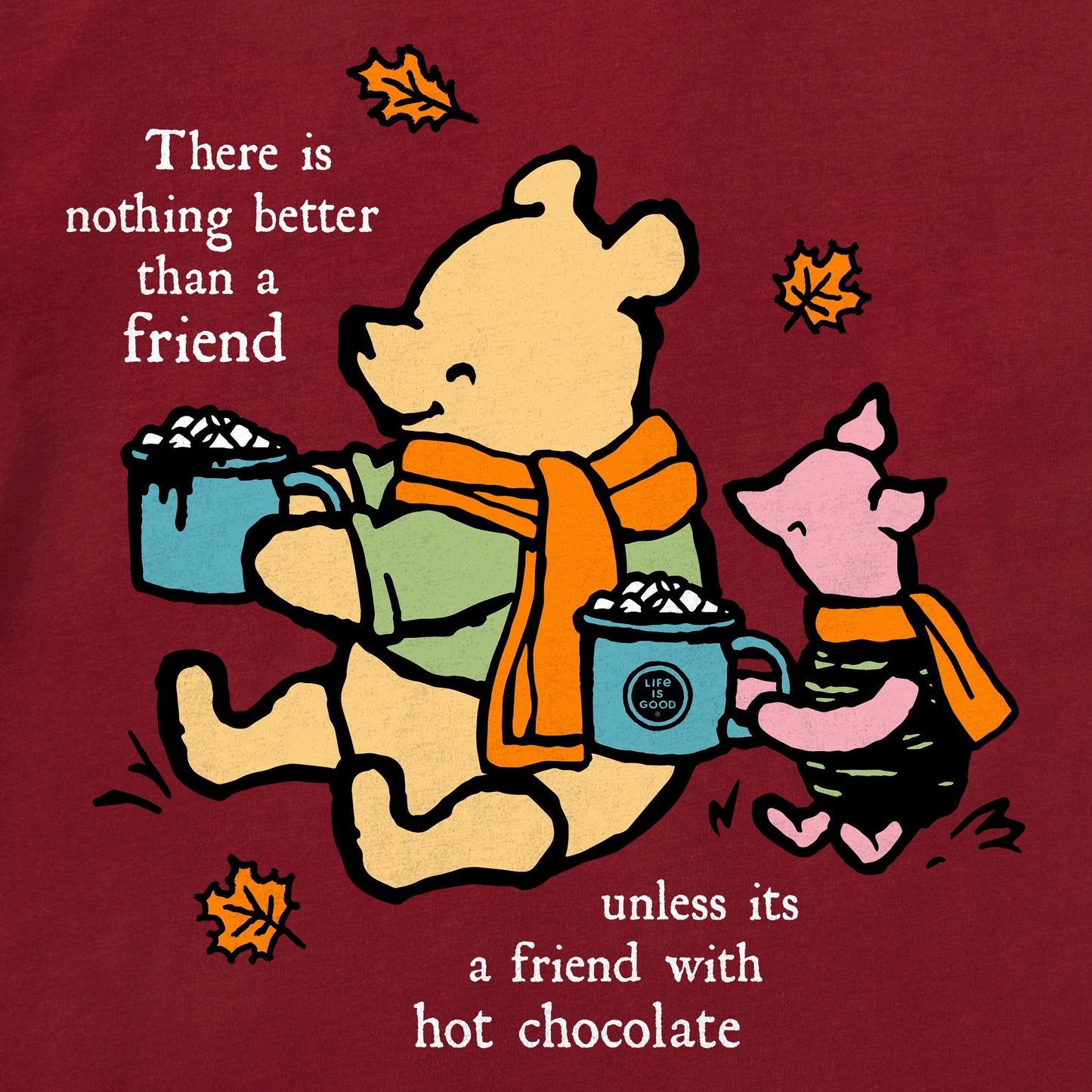 Kids Winnie and P Hot Cocoa Friends Long Sleeve Crusher Tee