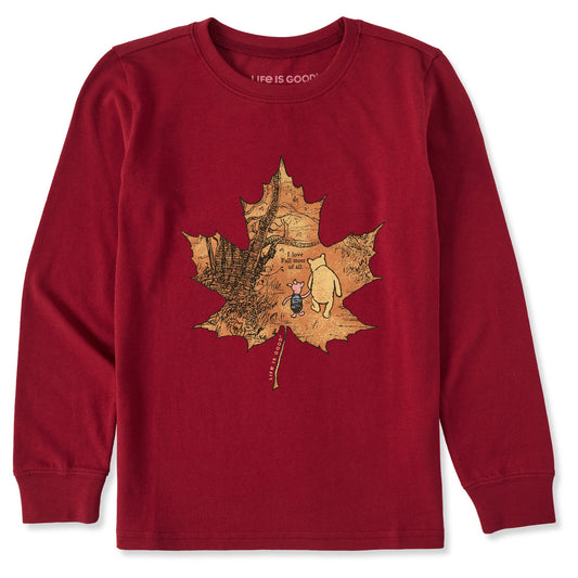 Kids Winnie & P Maple Leaf Long Sleeve Crusher Tee