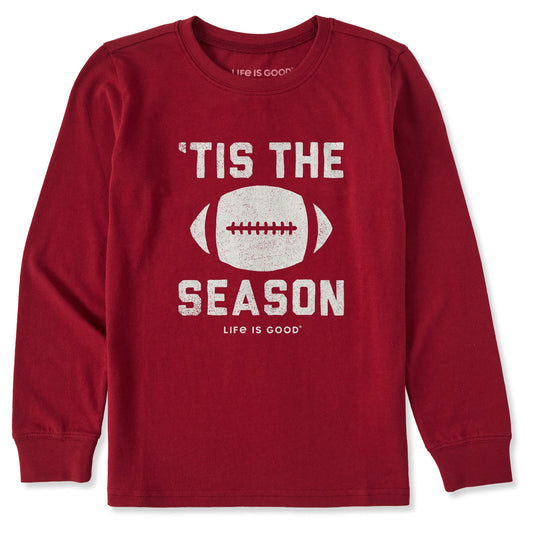 Kids Tis The Football Season Long Sleeve Crusher Tee