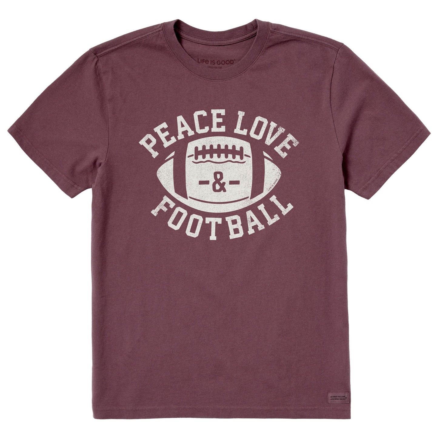 Men's Peace Love Football Short Sleeve Crusher Tee