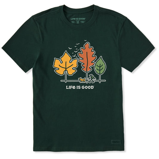 Men's Life is Good Fall Leaves Short Sleeve Crusher Tee