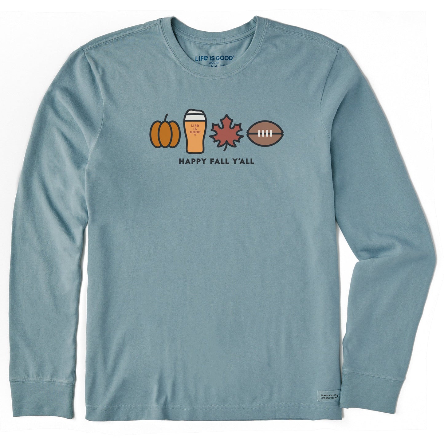Men's Happy Fall Icons Long Sleeve Crusher Tee