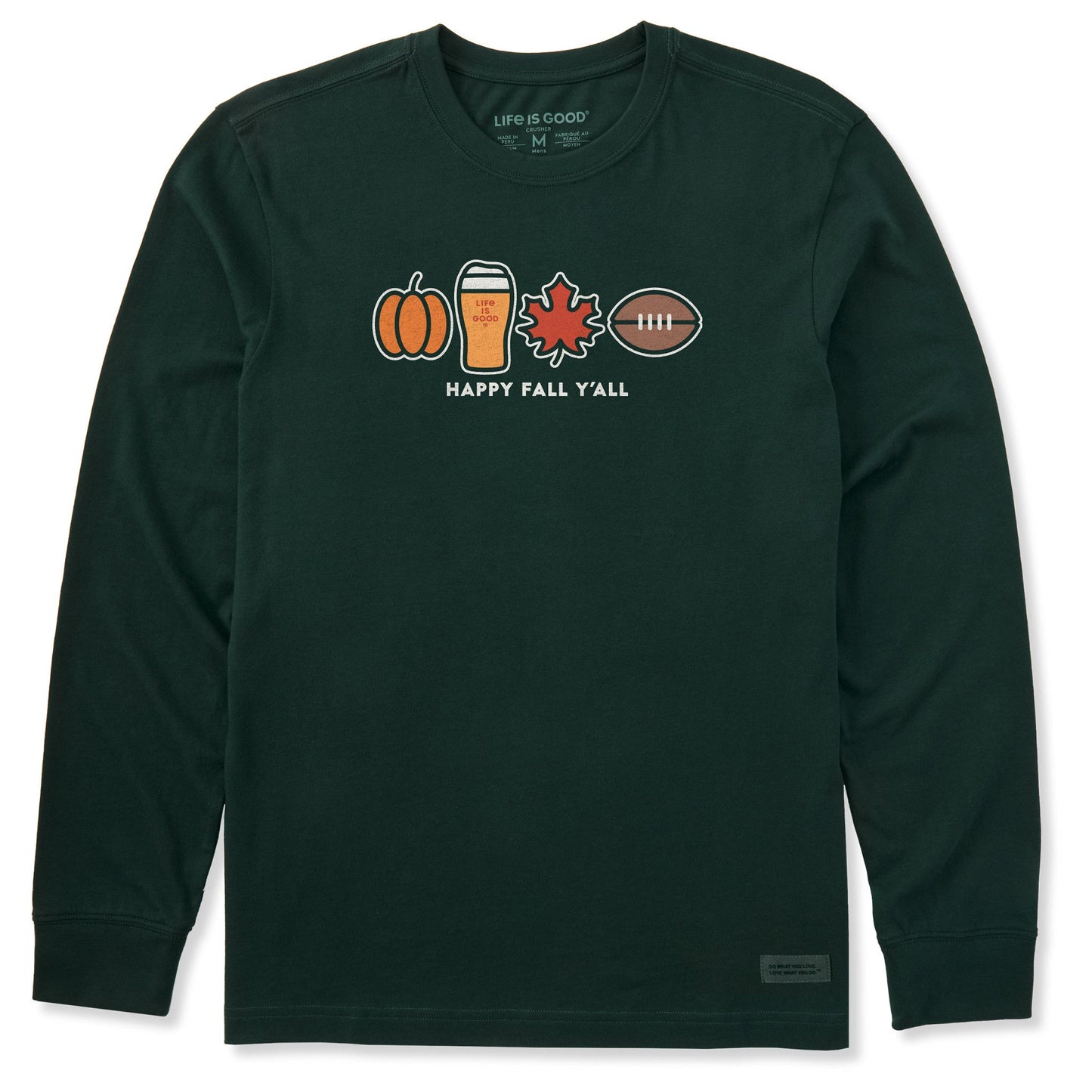 Men's Happy Fall Icons Long Sleeve Crusher Tee