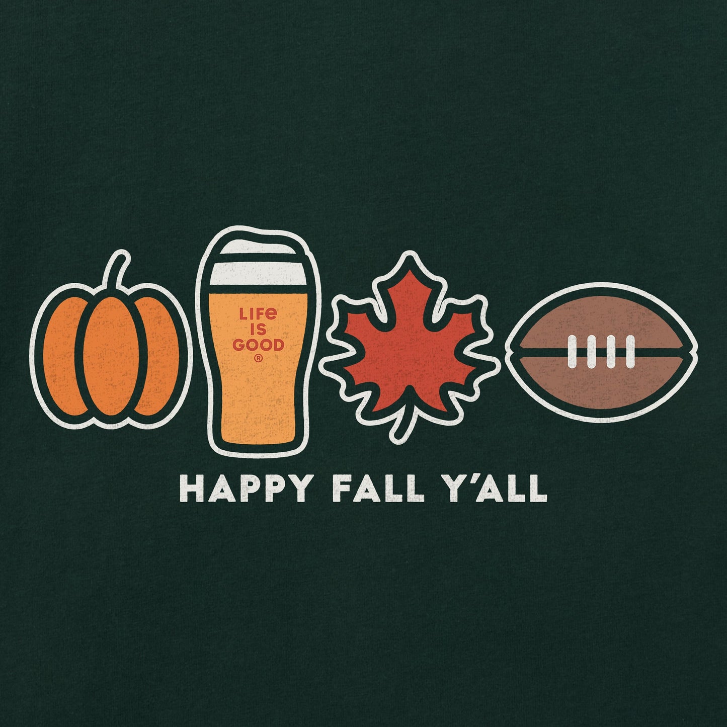 Men's Happy Fall Icons Long Sleeve Crusher Tee