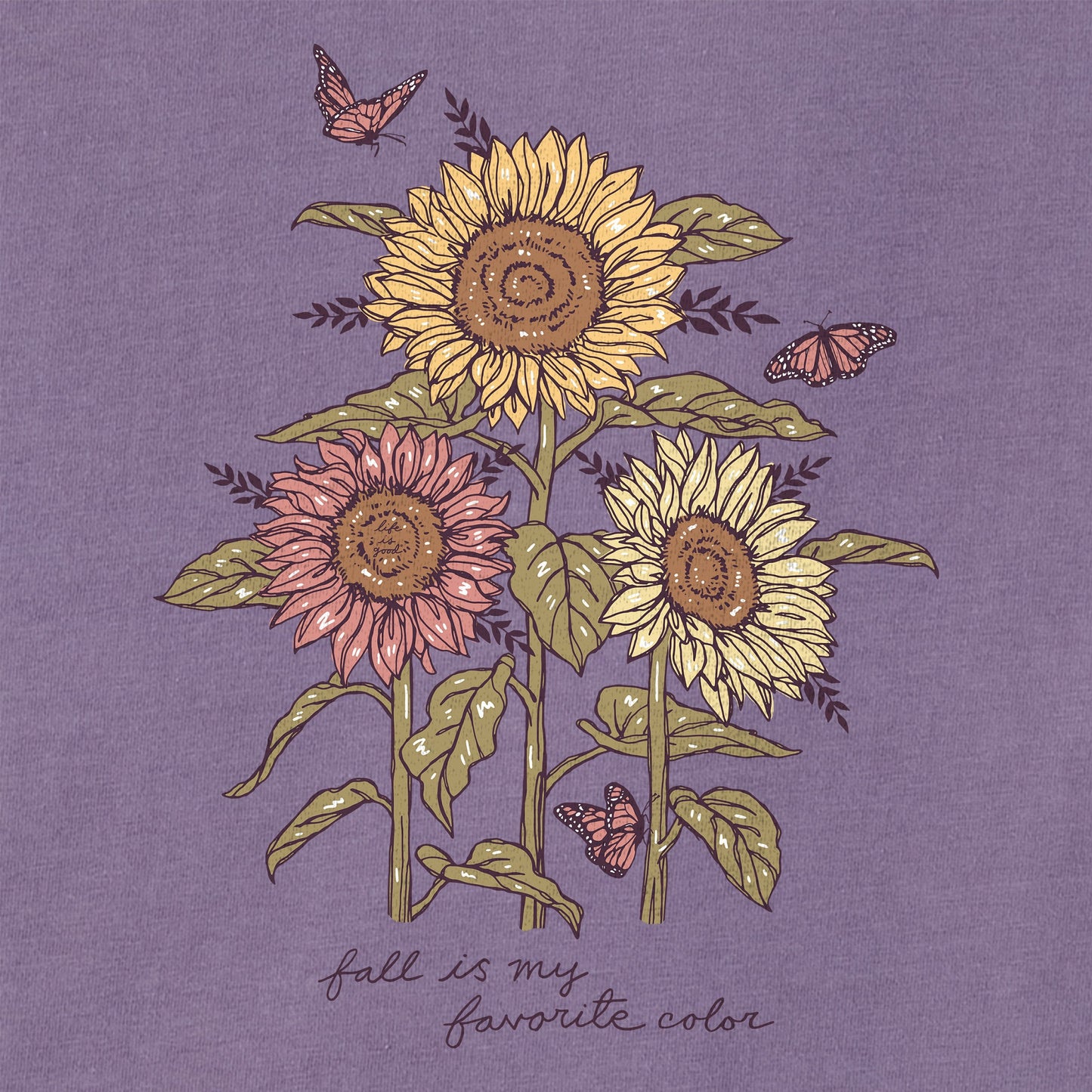 Women's Fall is my Favorite Sunflowers Long Sleeve Crusher Vee
