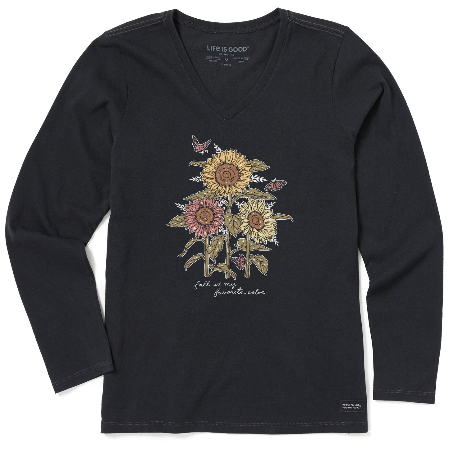 Women's Fall is my Favorite Sunflowers Long Sleeve Crusher Vee