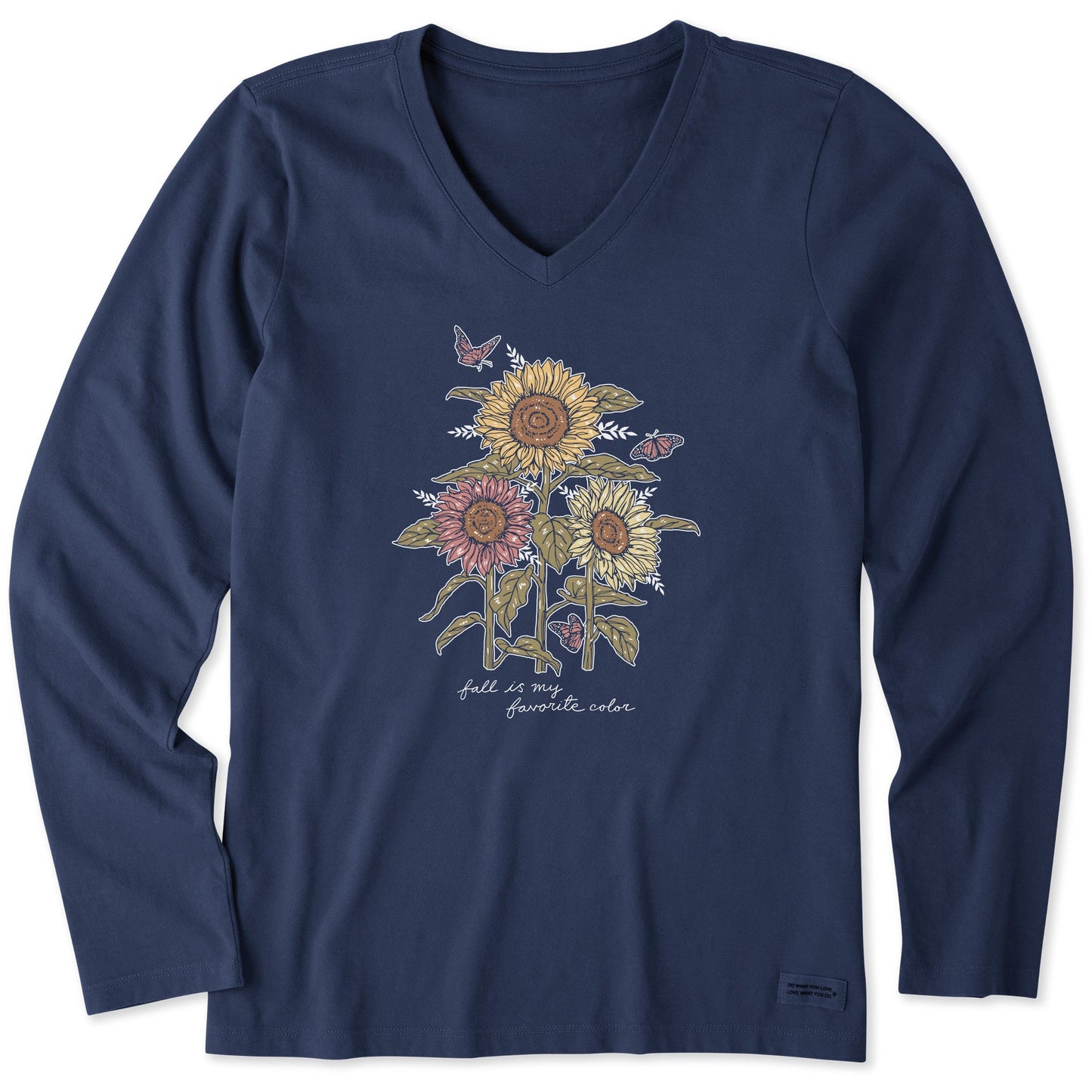 Women's Fall is my Favorite Sunflowers Long Sleeve Crusher Vee