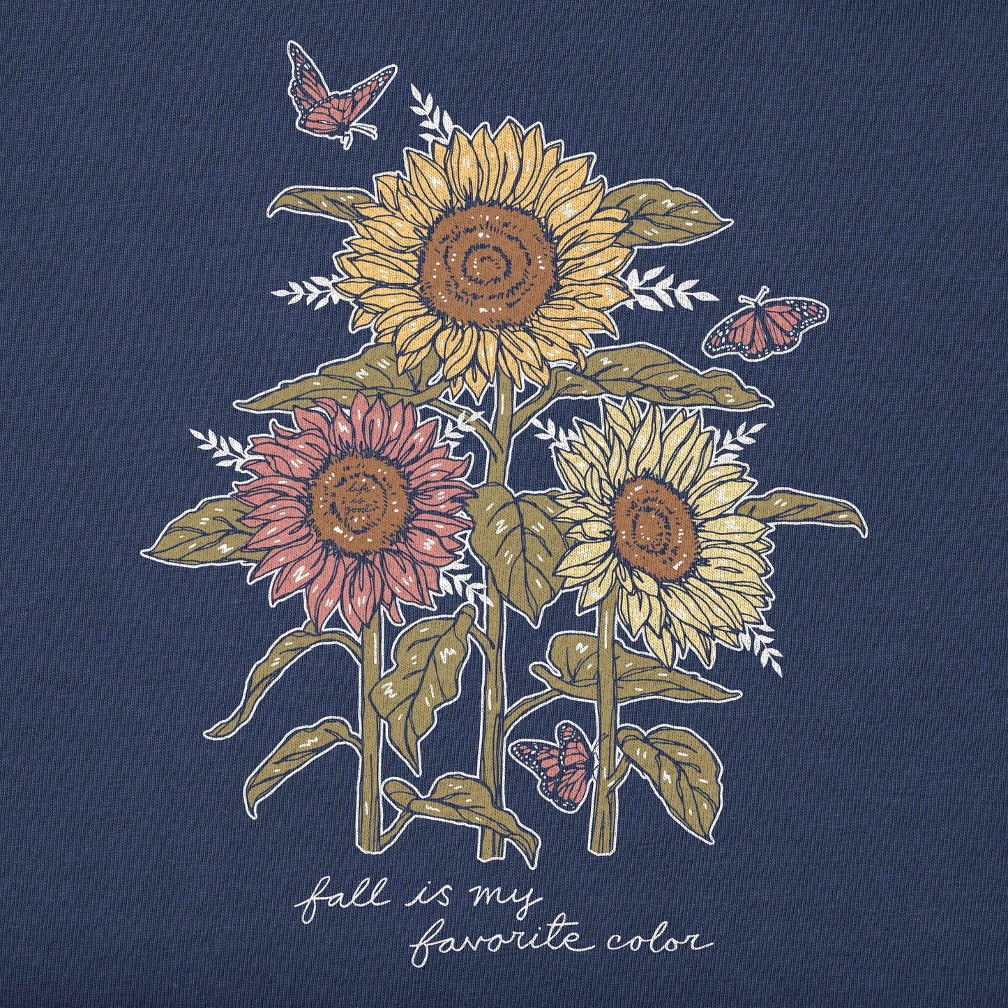 Women's Fall is my Favorite Sunflowers Long Sleeve Crusher Vee