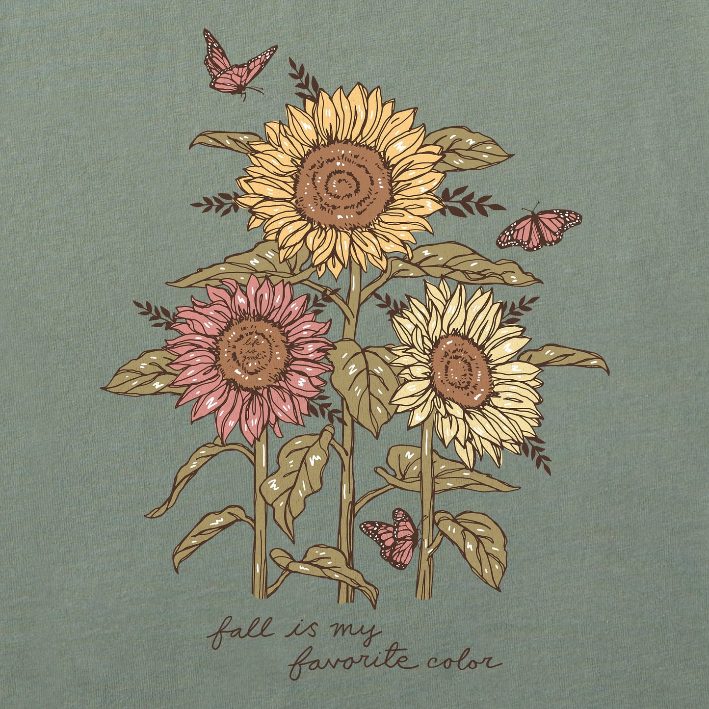 Women's Fall is my Favorite Sunflowers Long Sleeve Crusher Vee