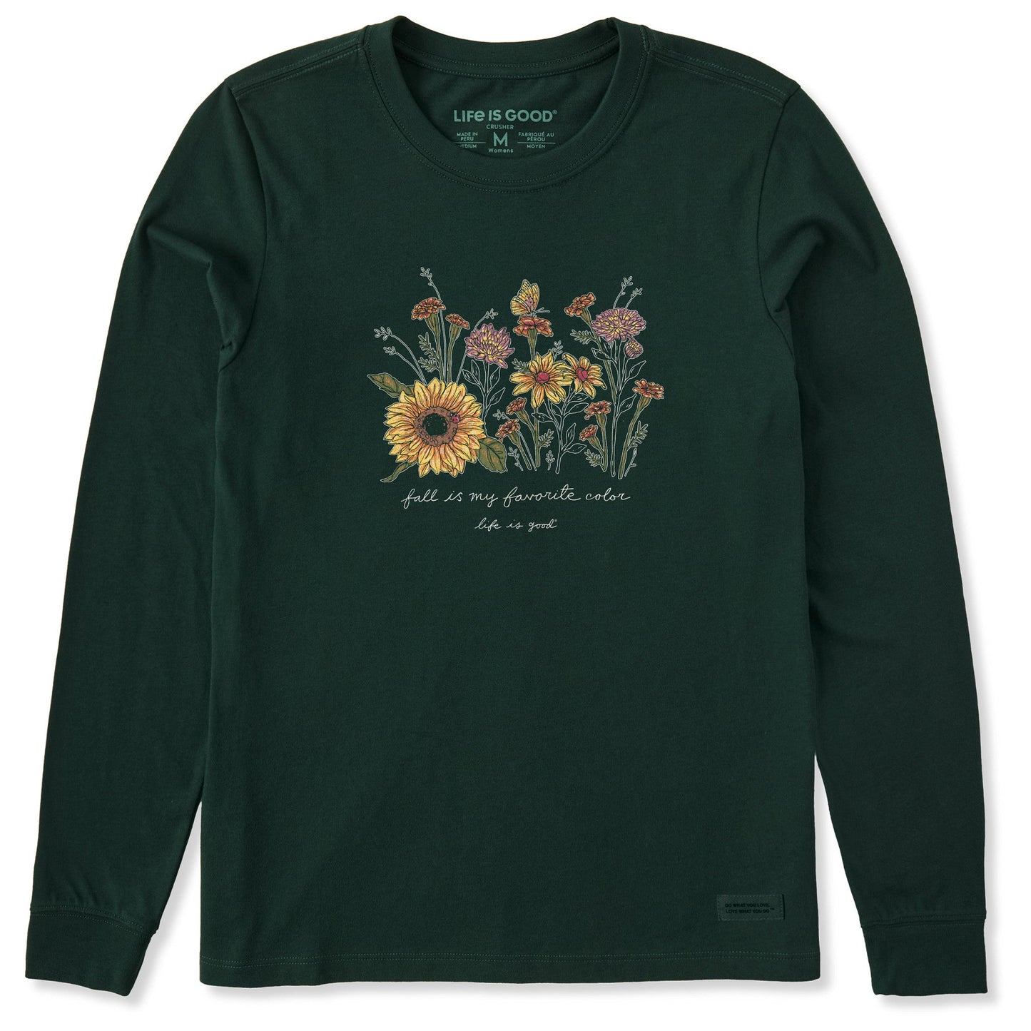 Women's Fall Favorite Color Flowers Long Sleeve Crusher Tee