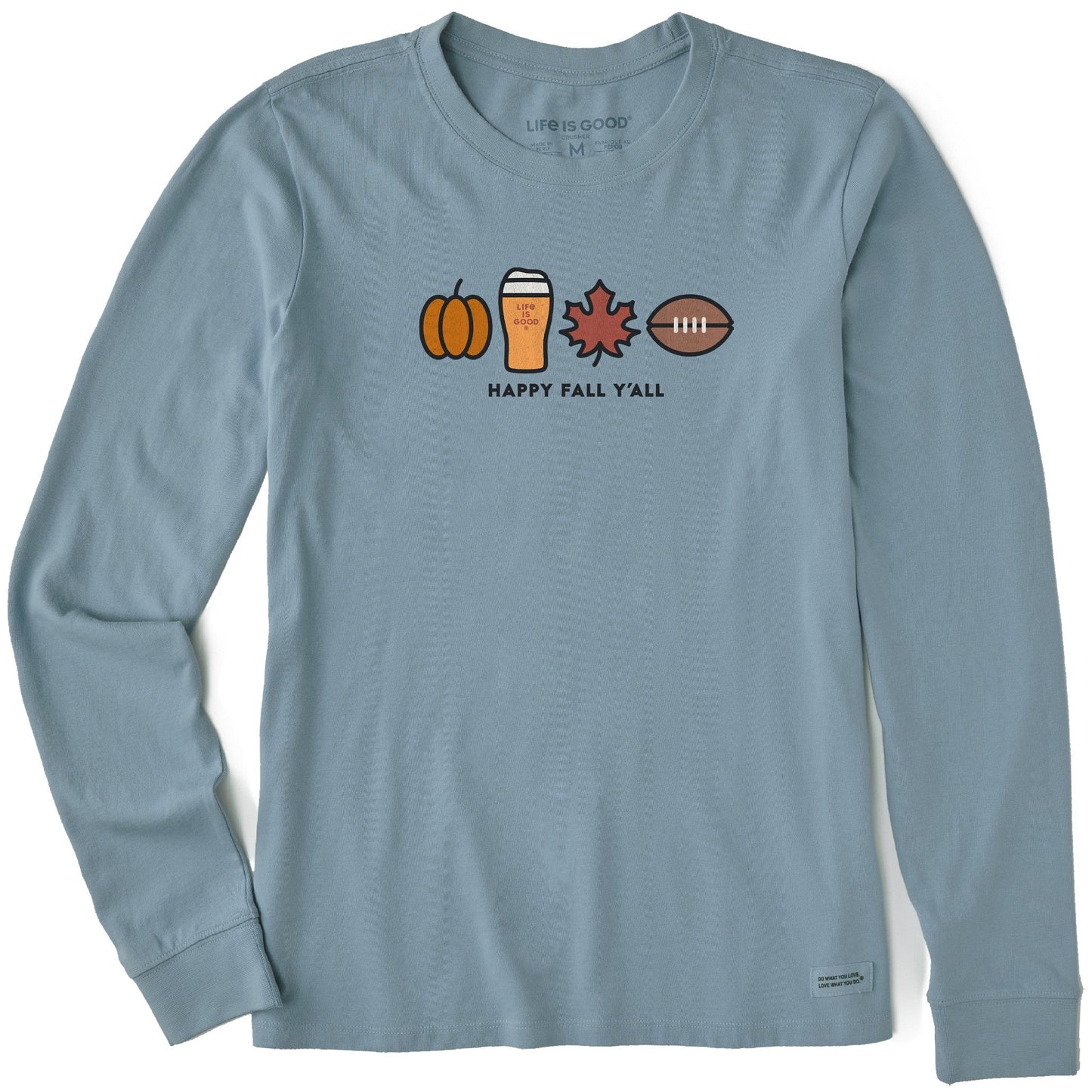 Women's Happy Fall Icons Long Sleeve Crusher Tee