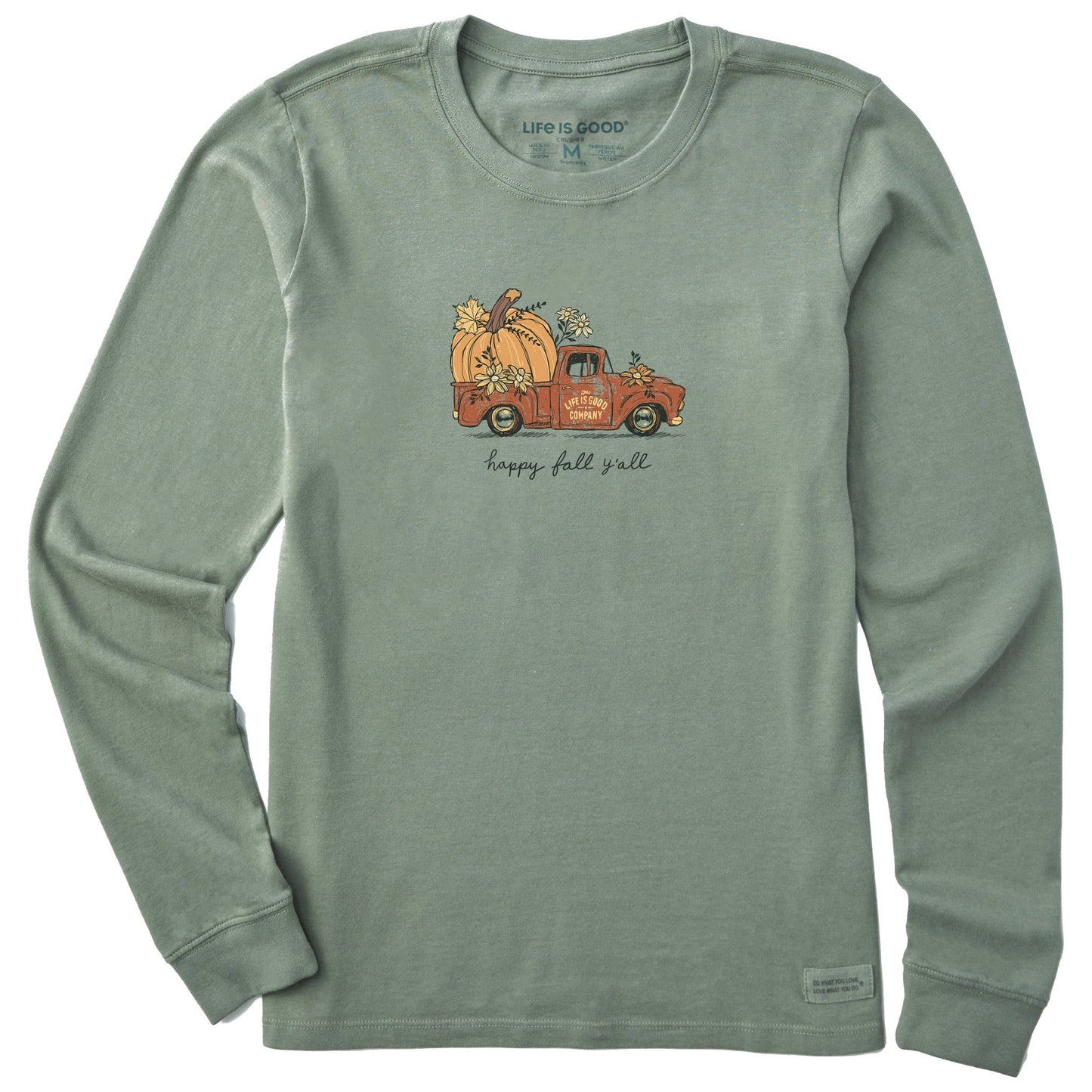 Women's Happy Fall Y'all Pickup Long Sleeve Crusher Tee