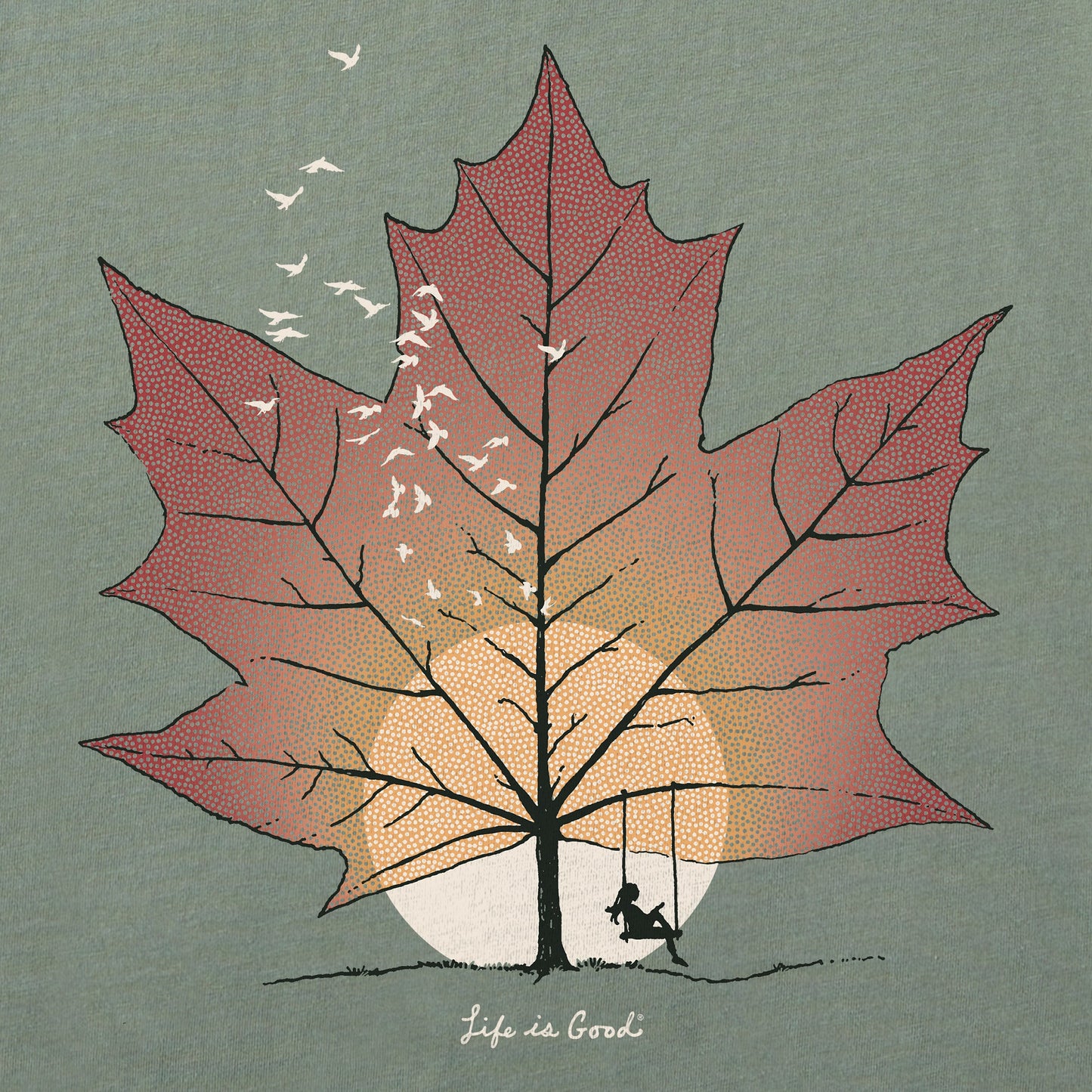 Women's Autumn Maple Sunset Long Sleeve Crusher Tee