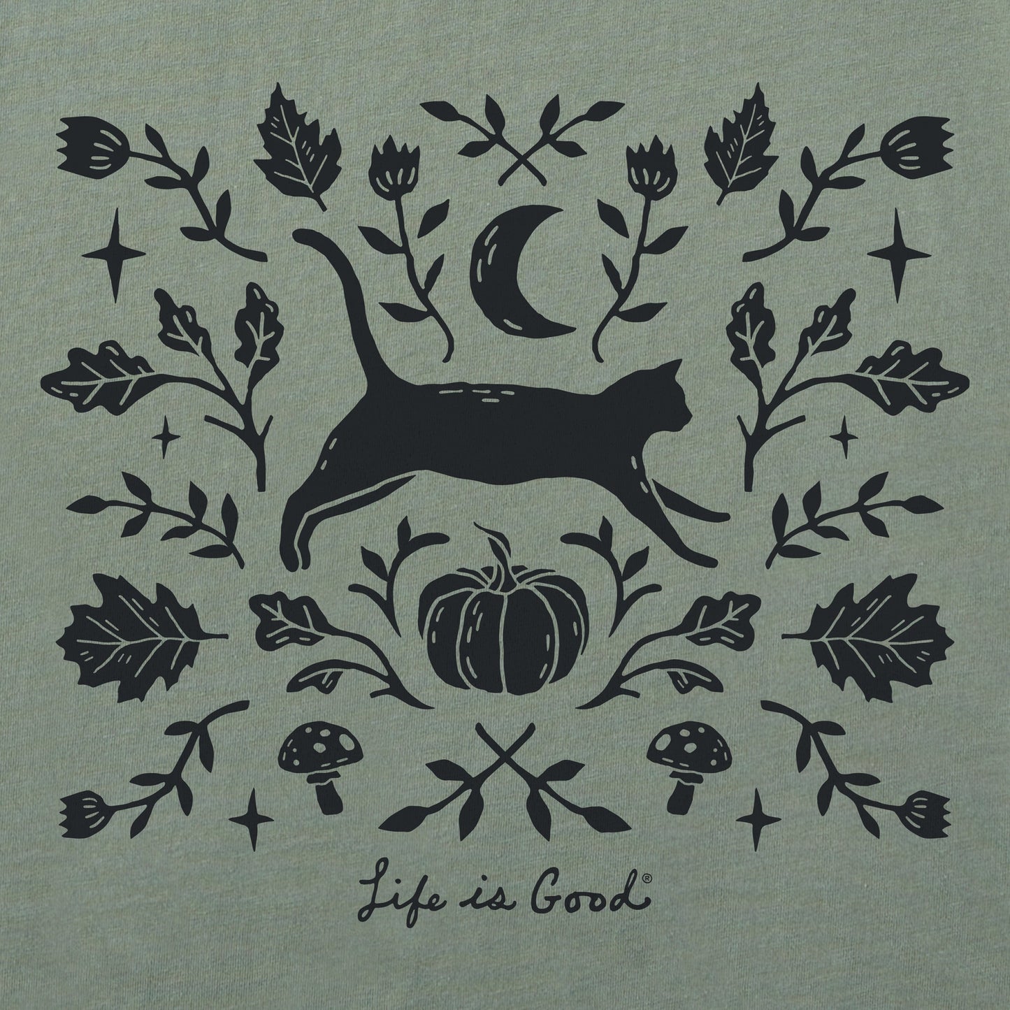 Women's Fall Foliage Cat Long Sleeve Crusher Tee