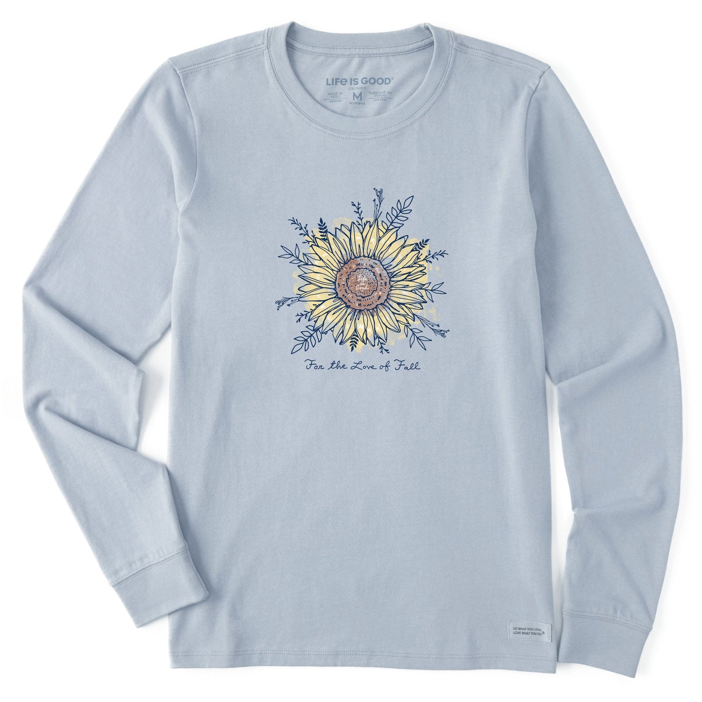 Women's For the Love of Fall Sunflower Long Sleeve Crusher Tee