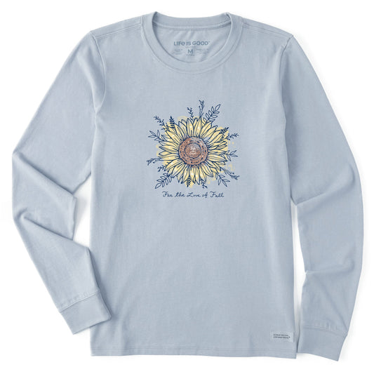 Women's For the Love of Fall Sunflower Long Sleeve Crusher Tee
