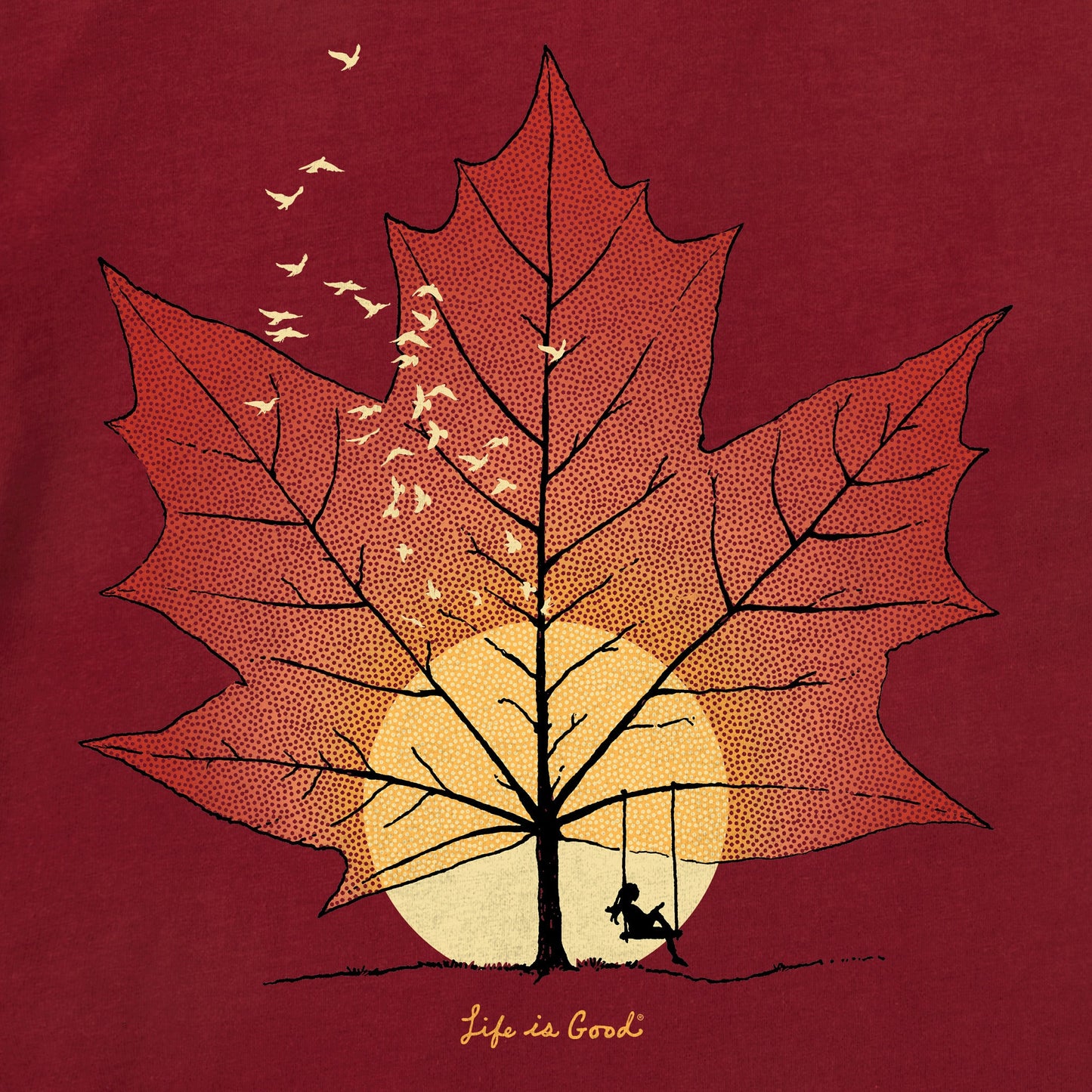 Women's Autumn Maple Sunset Long Sleeve Crusher Tee