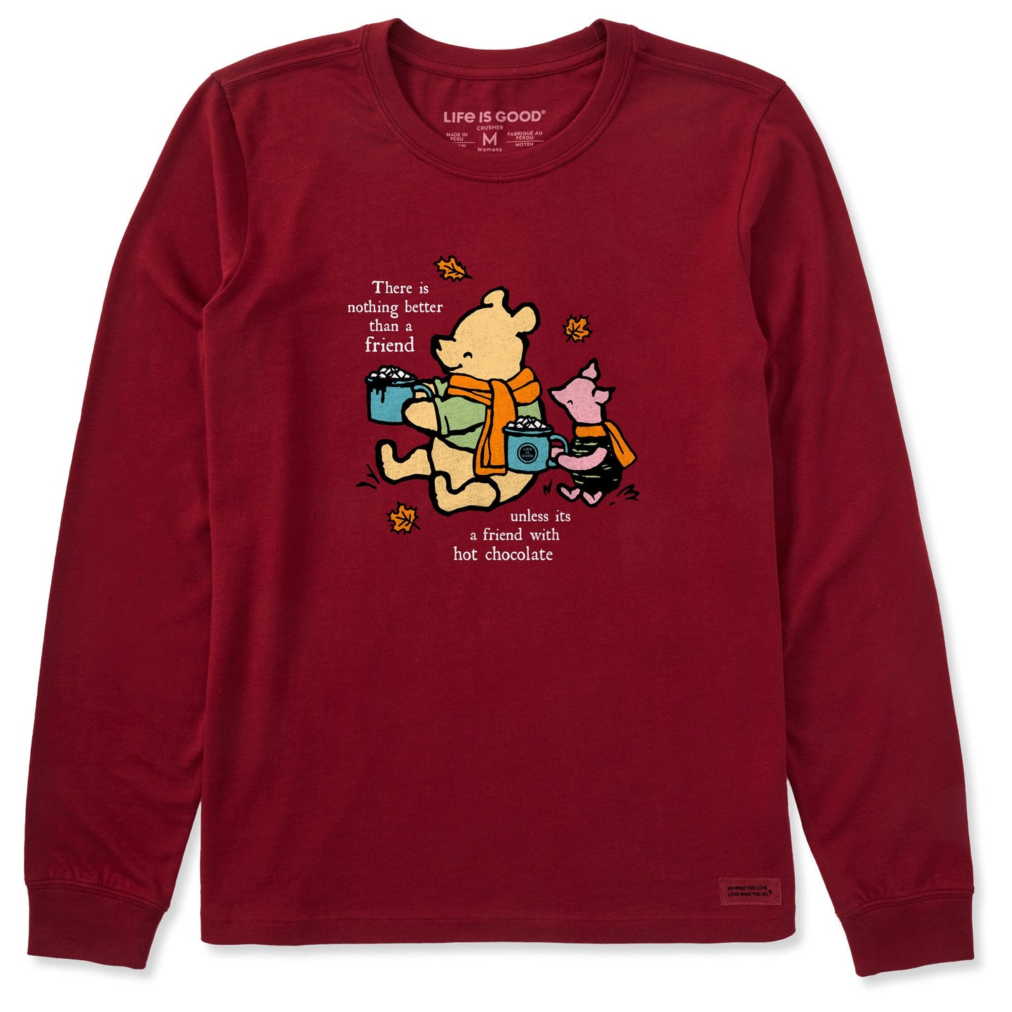 Women's Winnie and P Hot Cocoa Friends Long Sleeve Crusher Tee