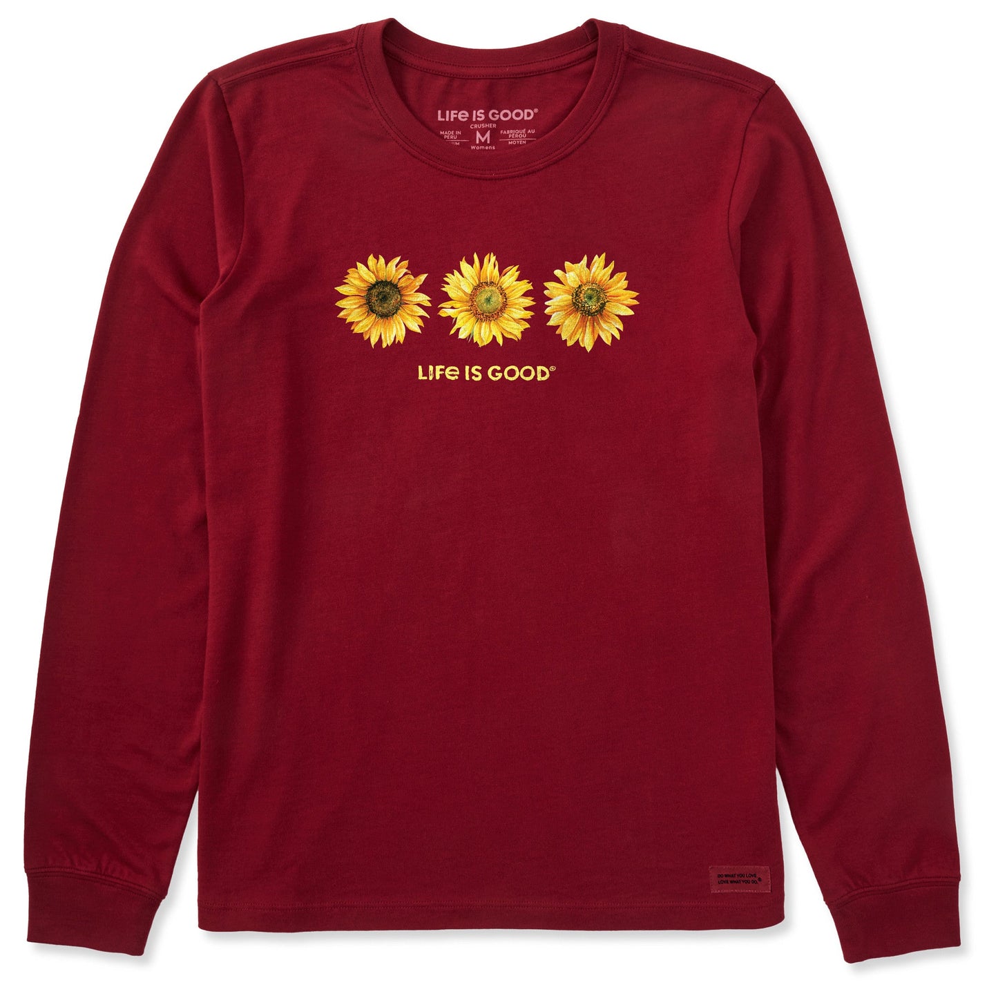 Women's 3 Sunflowers Long Sleeve Crusher Tee