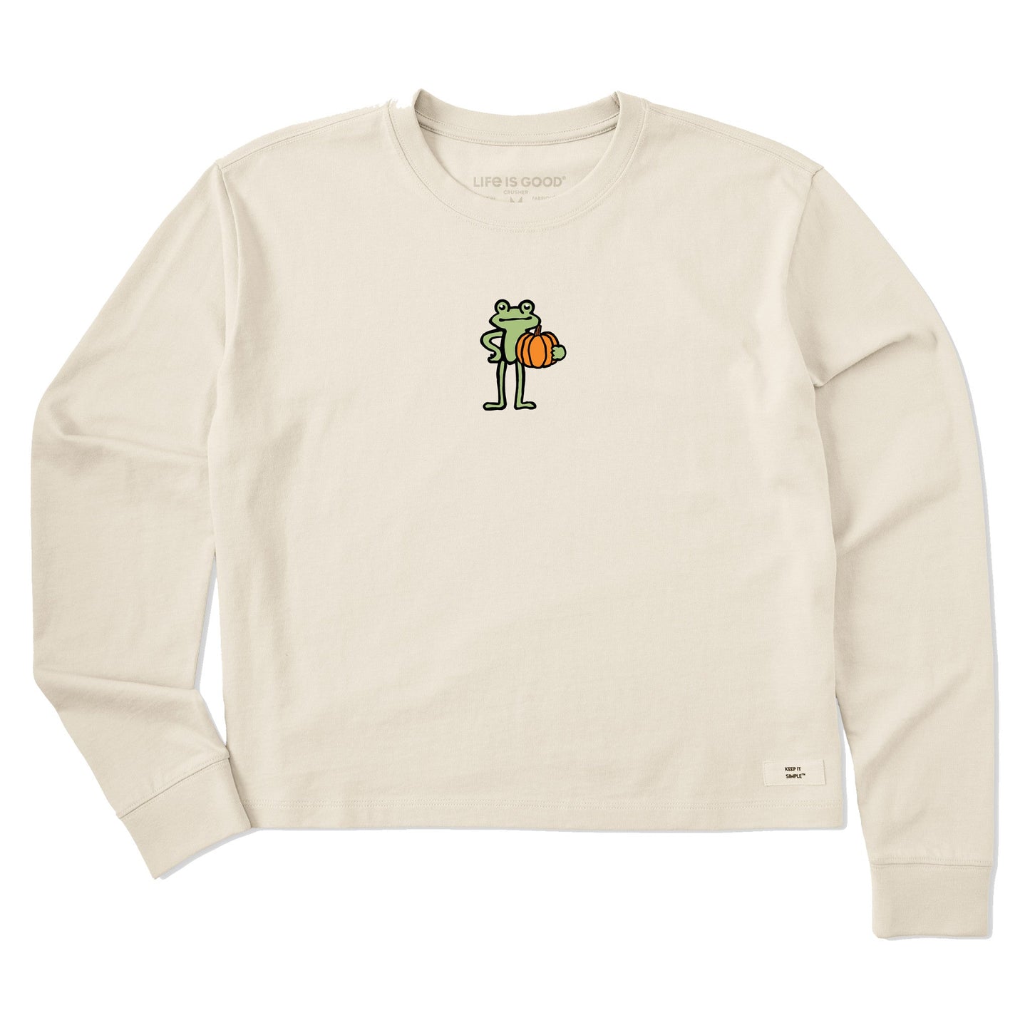 Women's Froggy Pumpkin Mini Long Sleeve Crusher Boxy Tee