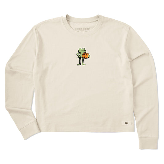 Women's Froggy Pumpkin Mini Long Sleeve Crusher Boxy Tee