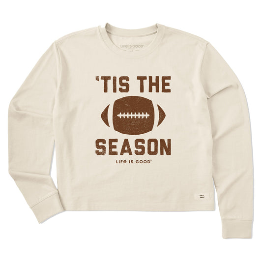 Women's Tis The Football Season Long Sleeve Crusher Boxy Tee