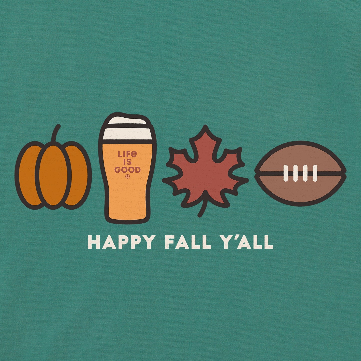 Women's Happy Fall Icons Long Sleeve Crusher Boxy Tee