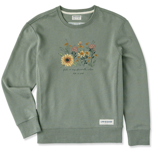 Women's Fall Favorite Color Flowers Simply True Fleece Crew