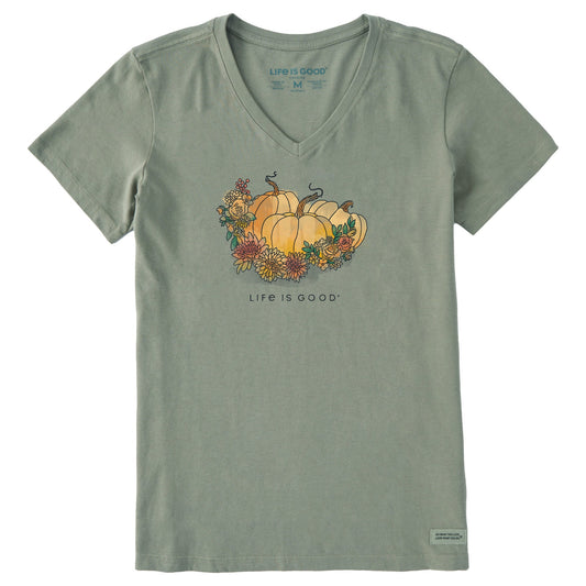 Women's Pumpkin Patch Watercolor Short Sleeve Crusher Vee