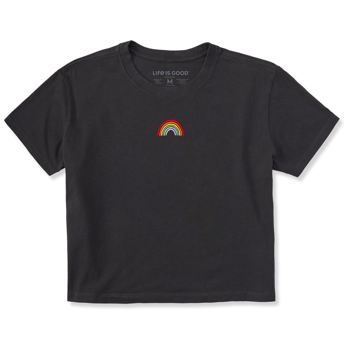 Women's Embroidered Rainbow Short Sleeve Crusher Boxy Tee