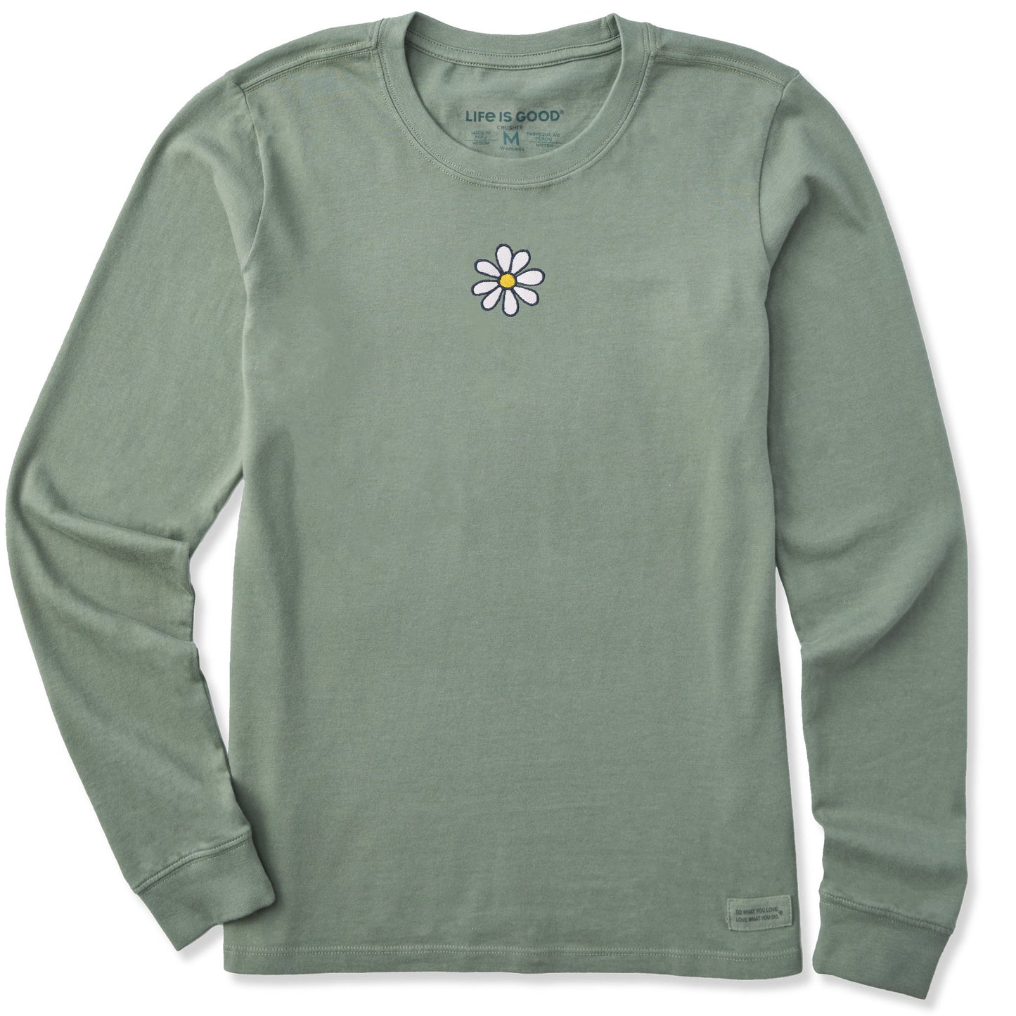 Women's Embroidered Daisy Long Sleeve Crusher Tee