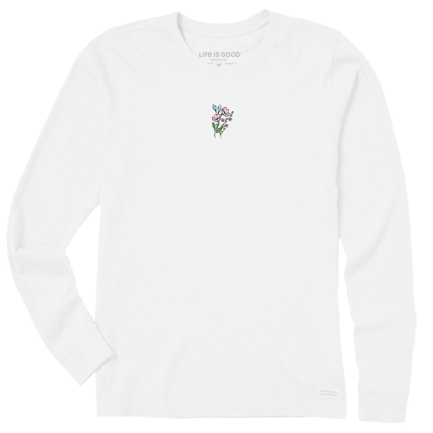 Women's Embroidered Wildflower Bouquet Long Sleeve Crusher Tee