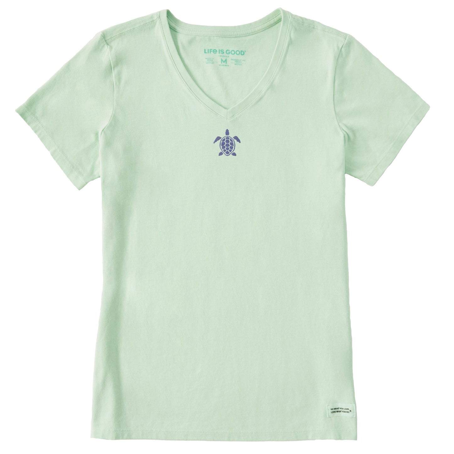 Women's Embroidered Beachy Turtle Short Sleeve Crusher Vee
