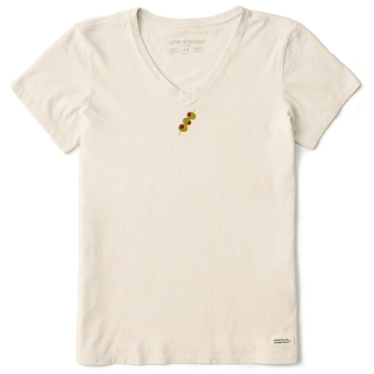 Women's Embroidered Olives Short Sleeve Crusher Vee