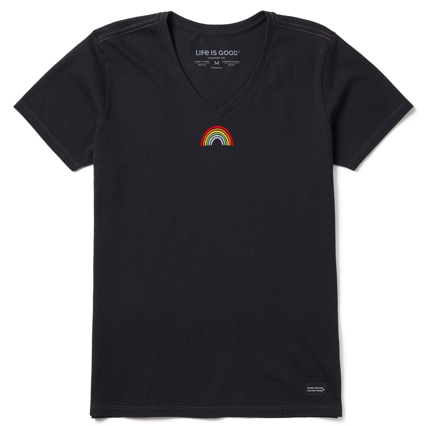 Women's Embroidered Rainbow Short Sleeve Crusher Vee