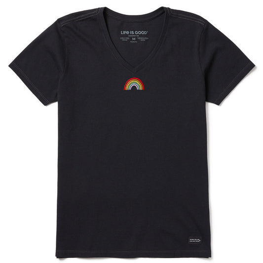 Women's Embroidered Rainbow Short Sleeve Crusher Vee