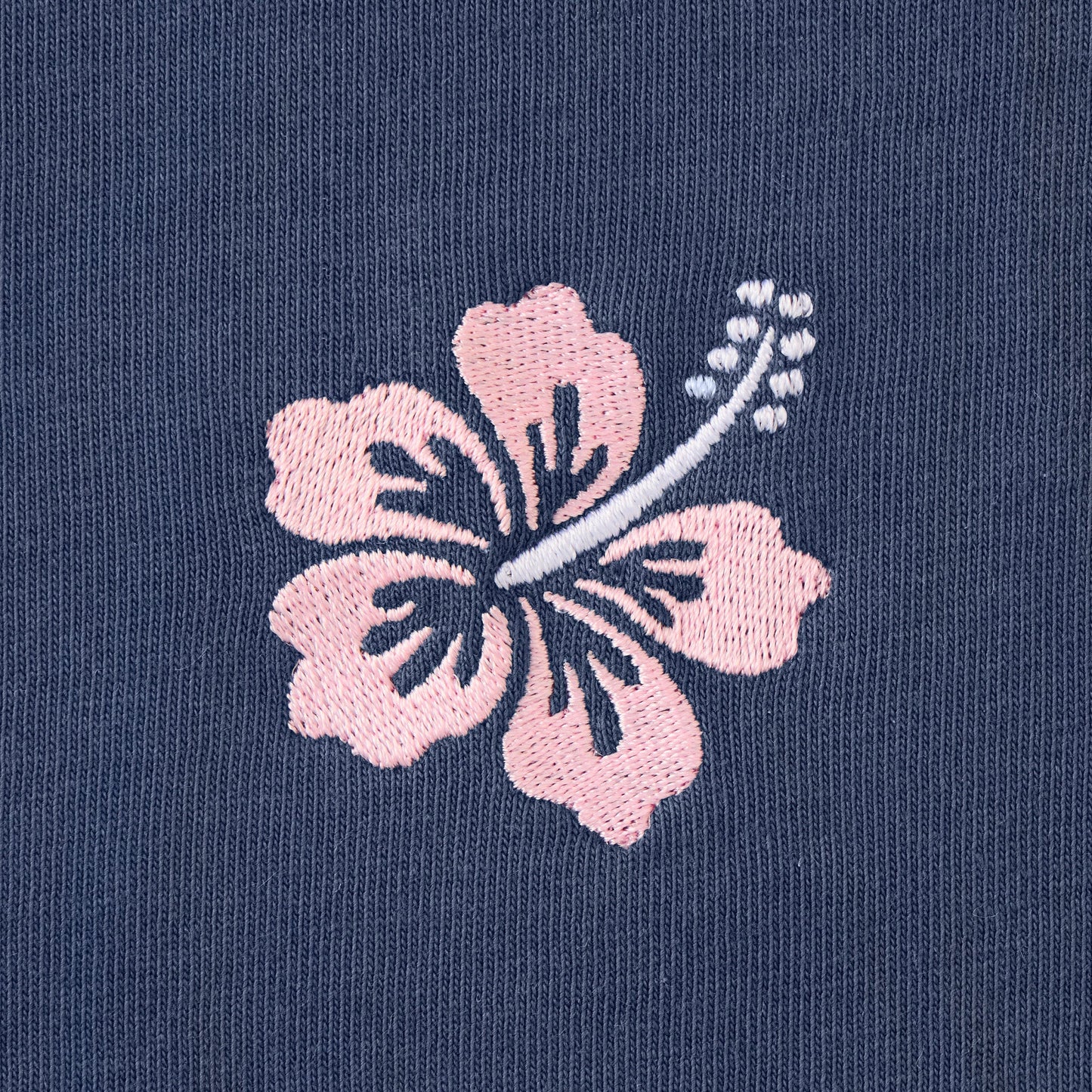 Women's Embroidered Hibiscus Short Sleeve Crusher Vee