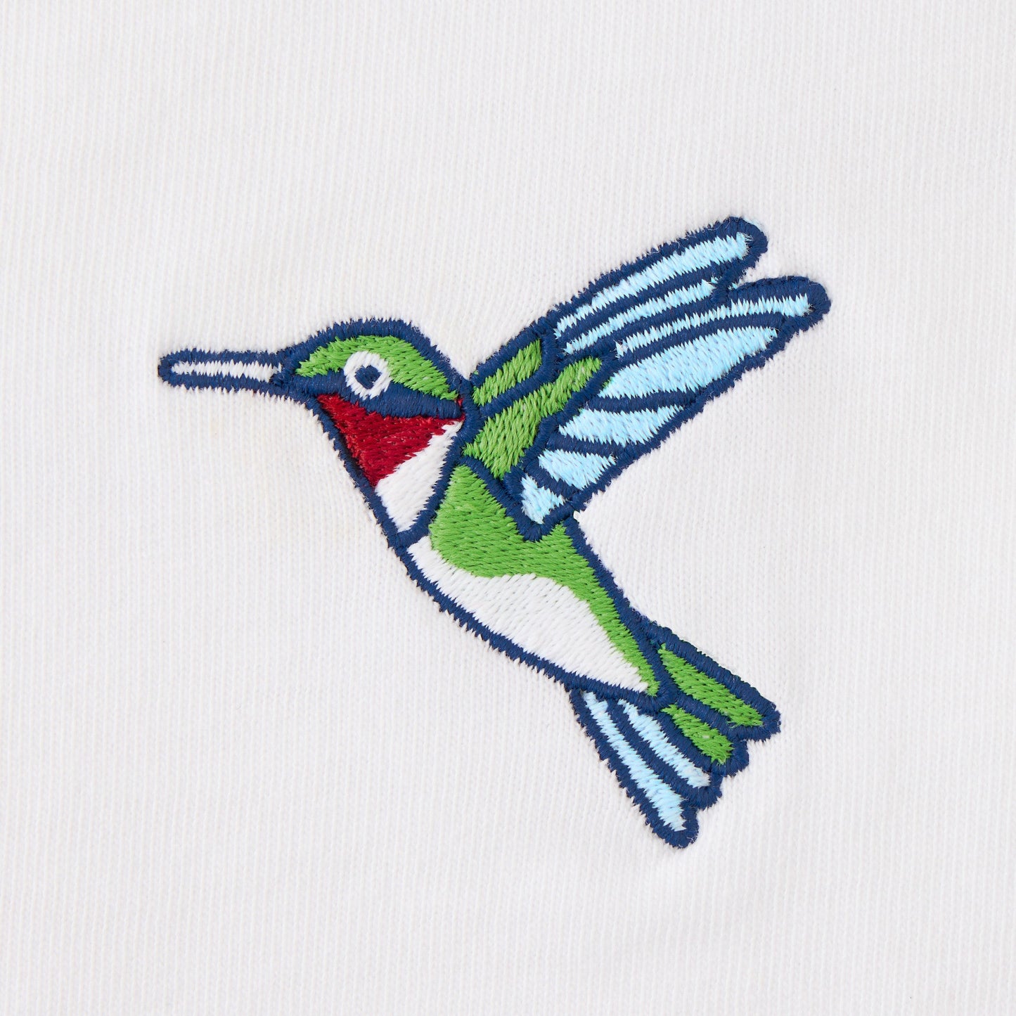 Women's Embroidered Hummingbird Short Sleeve Crusher Vee