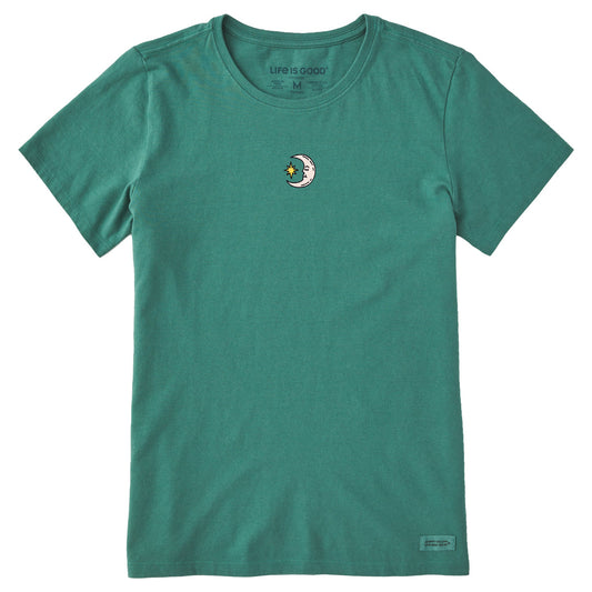 Women's Embroidered Moon and Star Short Sleeve Crusher Tee