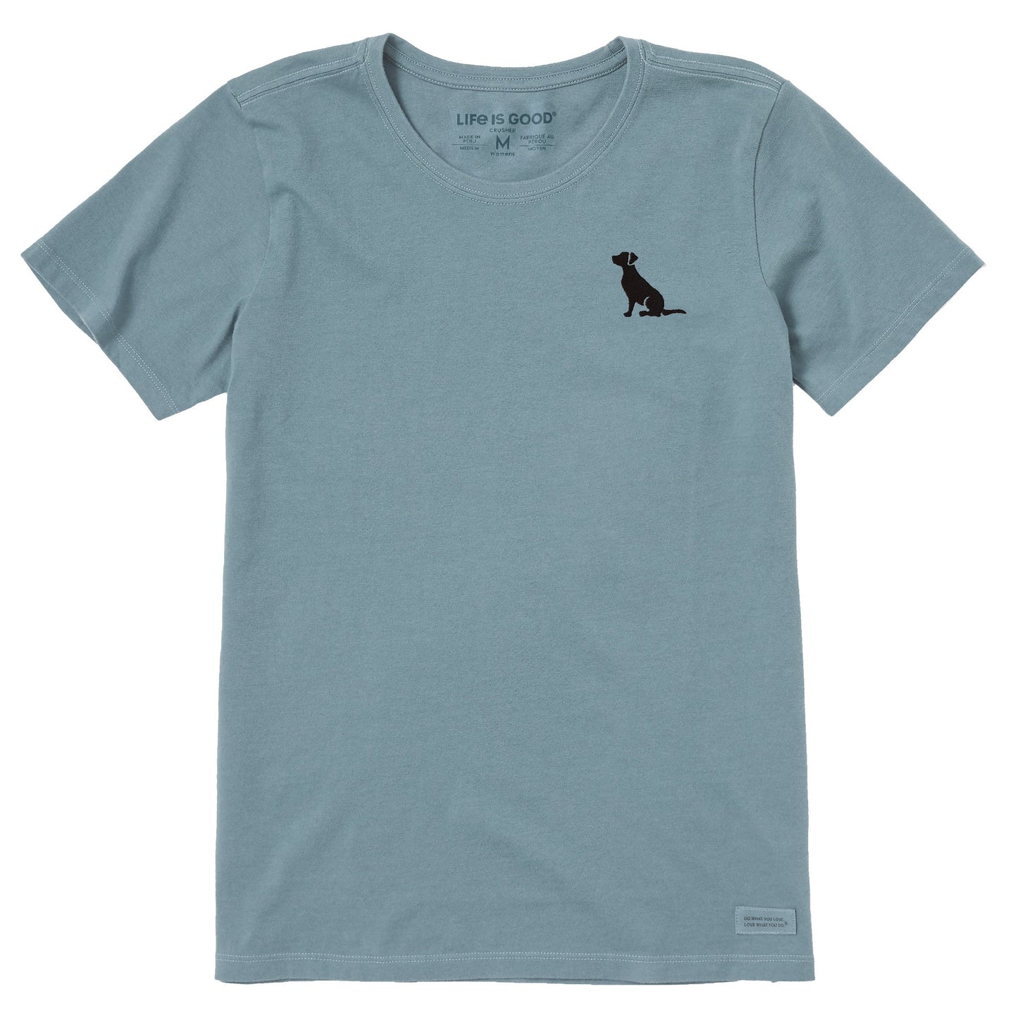 Women's Embroidered Sitting Dog Short Sleeve Crusher Tee