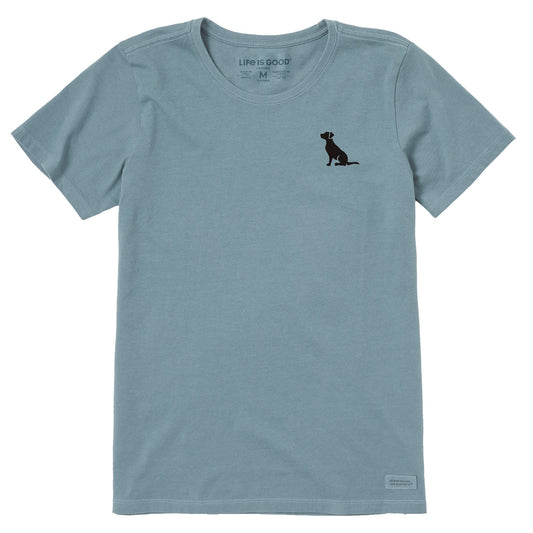 Women's Embroidered Sitting Dog Short Sleeve Crusher Tee