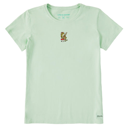 Women's Embroidered Guitar Frog Short Sleeve Crusher Tee