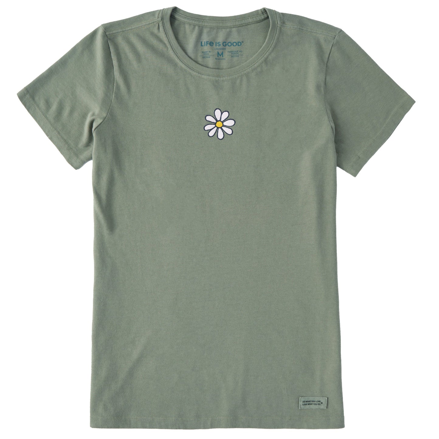 Women's Embroidered Daisy Short Sleeve Crusher Tee