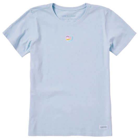 Women's Embroidered Ocean Heart Short Sleeve Crusher Tee