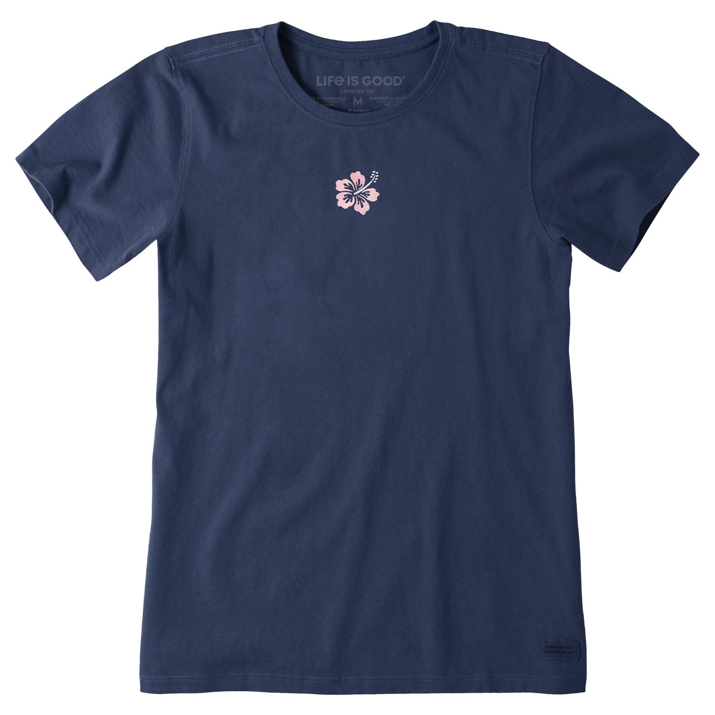 Women's Embroidered Hibiscus Short Sleeve Crusher Tee