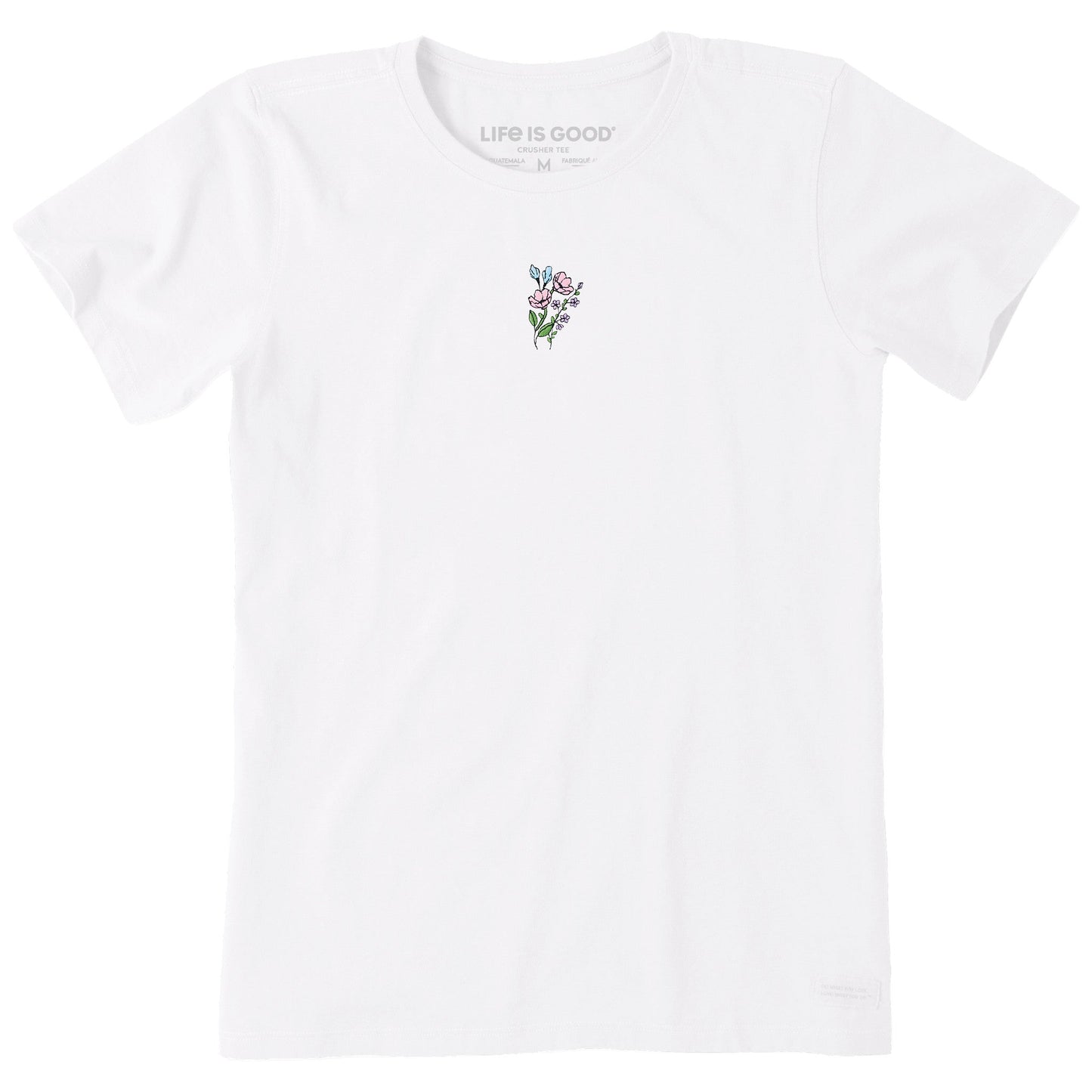 Women's Embroidered Wildflower Bouquet Short Sleeve Crusher Tee