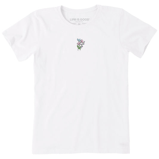 Women's Embroidered Wildflower Bouquet Short Sleeve Crusher Tee